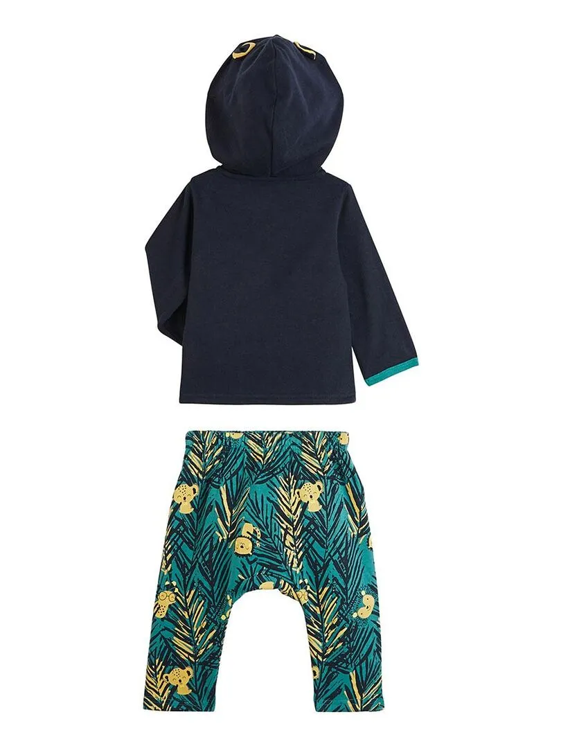 Ensemble en molleton sweat et pantalon bébé garçon Panama - Bleu