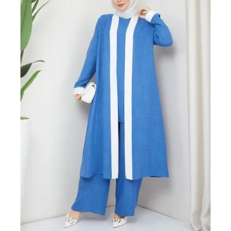 Ensemble Ilhem Bleu - Ensemble Kimono Pantalon