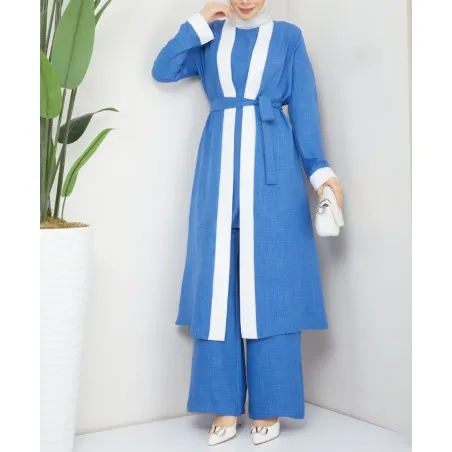 Ensemble Ilhem Bleu - Ensemble Kimono Pantalon