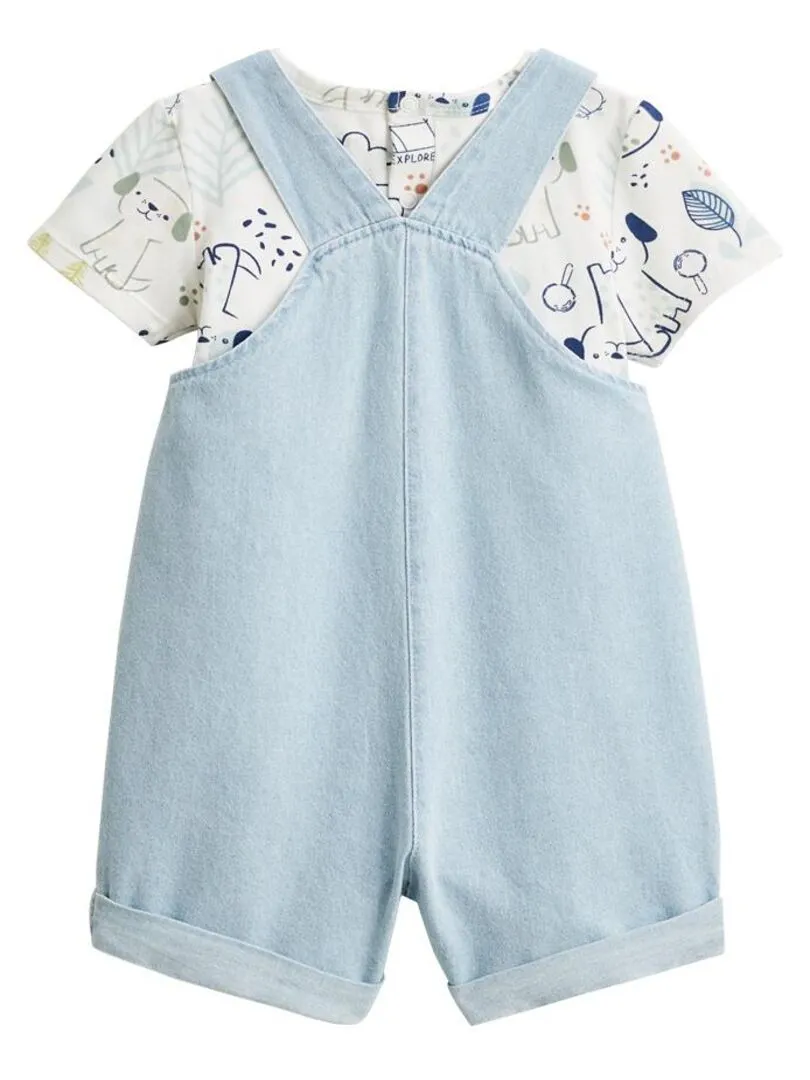 Ensemble salopette bébé en jean et t-shirt Elliot - Bleu