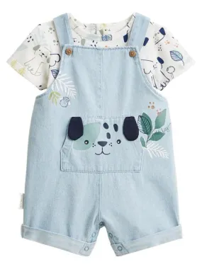 Ensemble salopette bébé en jean et t-shirt Elliot - Bleu