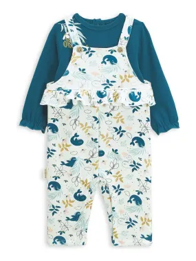 Ensemble salopette bébé en molleton et t-shirt Moana - Ecru