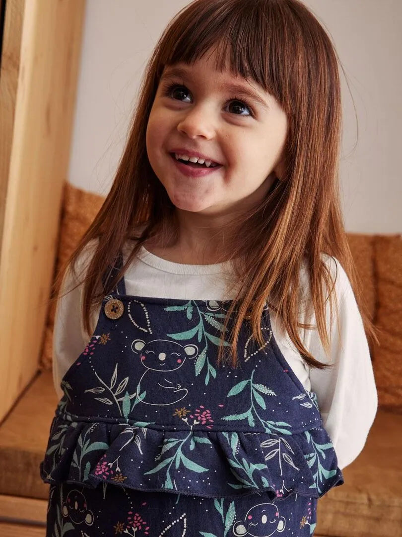 Ensemble salopette bébé en molleton et t-shirt Paloma - Bleu