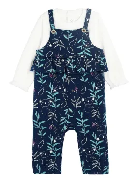 Ensemble salopette bébé en molleton et t-shirt Paloma - Bleu