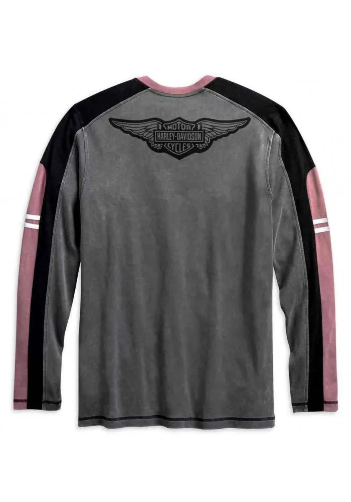 Harley-Davidson Hommes Colorblocked manches longues Tee Shirt - Asphalt 99159-19VM