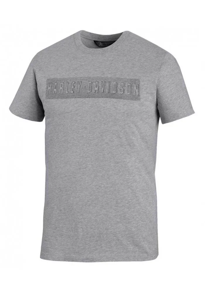 Harley-Davidson Hommes Rubber Print Slim Fit manches courtes Tee Shirt - Gray 99027-20VM