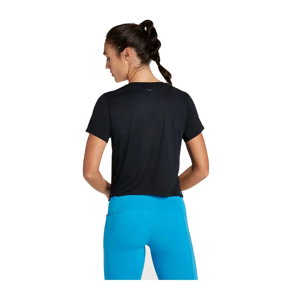 HOKA Tee-shirt de running Glide Short Sleeve Femme Noir- 1135029-BLK