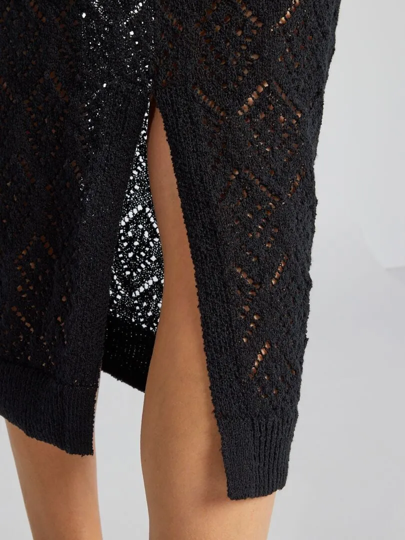 Jupe midi en tricot - noir