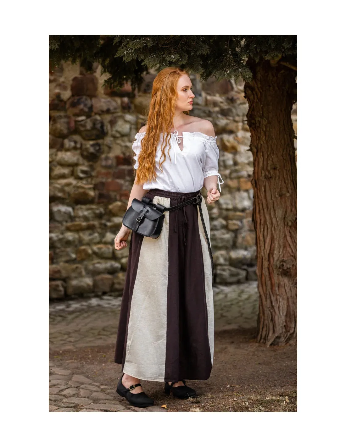 Jupe médiévale modèle Diana, naturel marron-blanc ⚔️ Boutique Épées