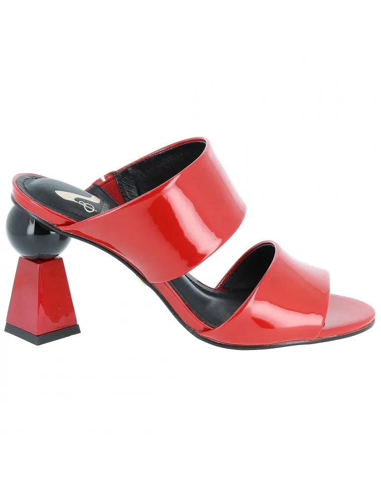 mules à talons 10 cm sphère pyramide cuir vernis rouge 10 cm