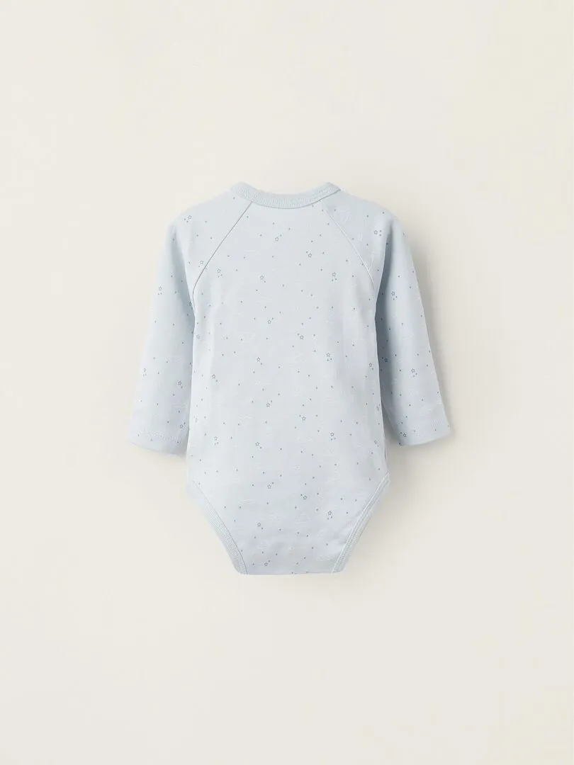 Pack de 4 bodies croisés pour bébé et nouveau-né 'Stars' manches longues ESSENTIALS LINE - Multicolore