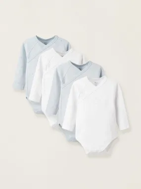 Pack de 4 bodies croisés pour bébé et nouveau-né 'Stars' manches longues ESSENTIALS LINE - Multicolore