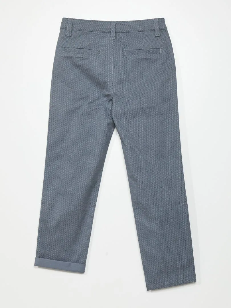 Pantalon chino motif texturé - Gris bleu