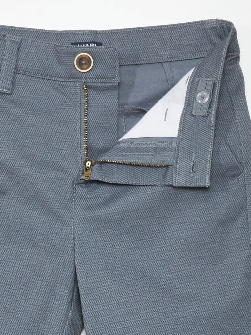 Pantalon chino motif texturé - Gris bleu