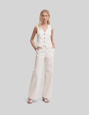 Pantalon de costume écru rayures tennis Femme