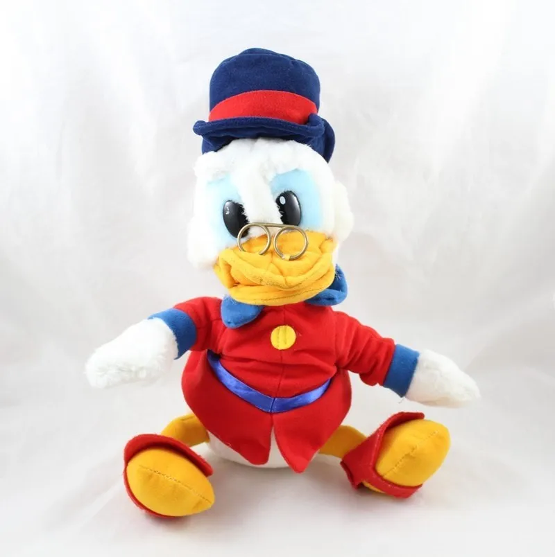 Peluche Picsou DISNEY oncle de Donald vintage tenue rouge 32 cm assis