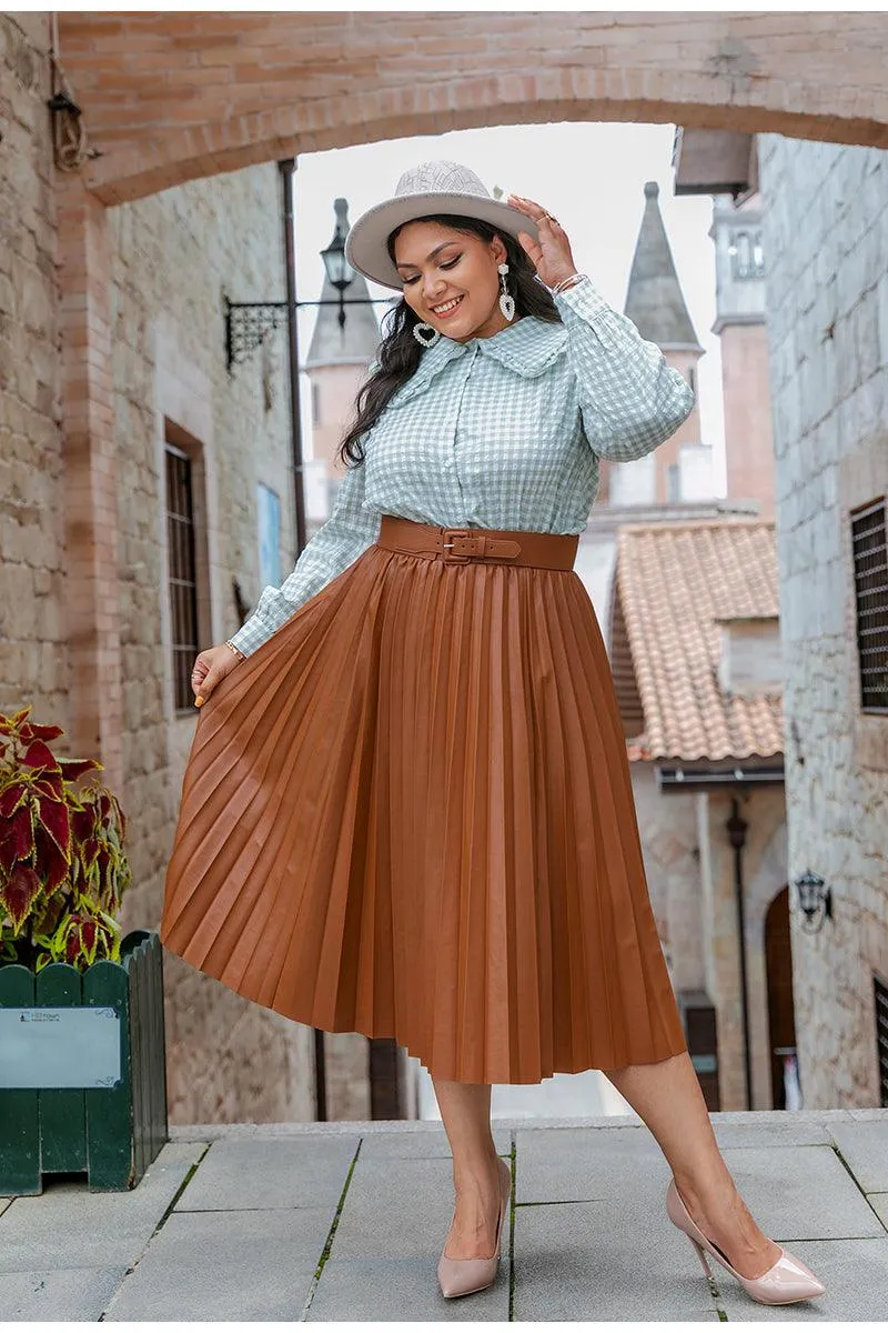 Plus Size Bohème Pleated Skirt