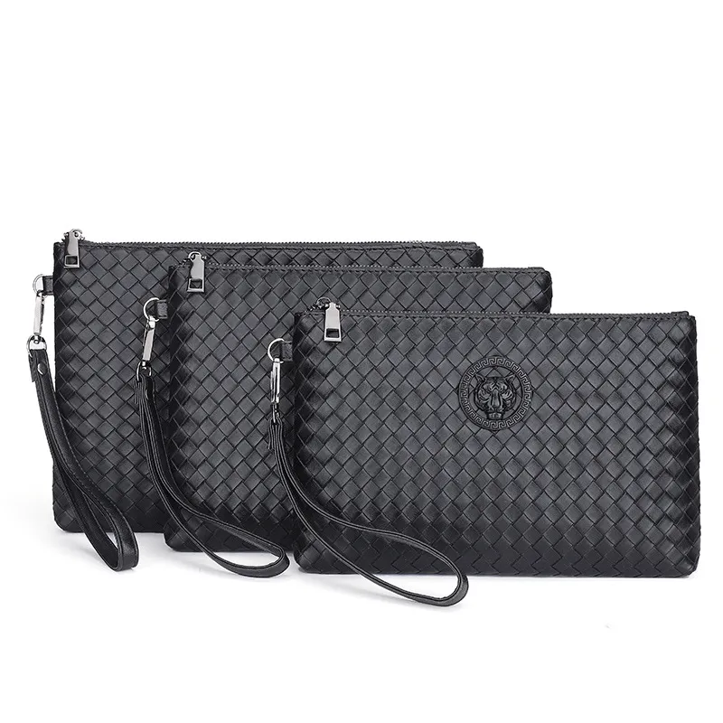 Pochette en cuir tissé pour homme