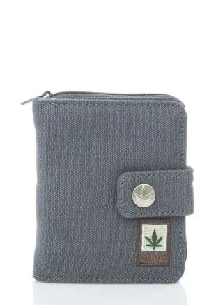 Portefeuille et porte-monnaie compact avec zip - chanvre et coton bio