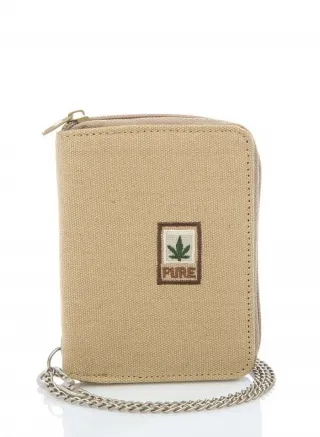 Portefeuille et porte-monnaie compact avec zip et chaînette - chanvre et coton bio