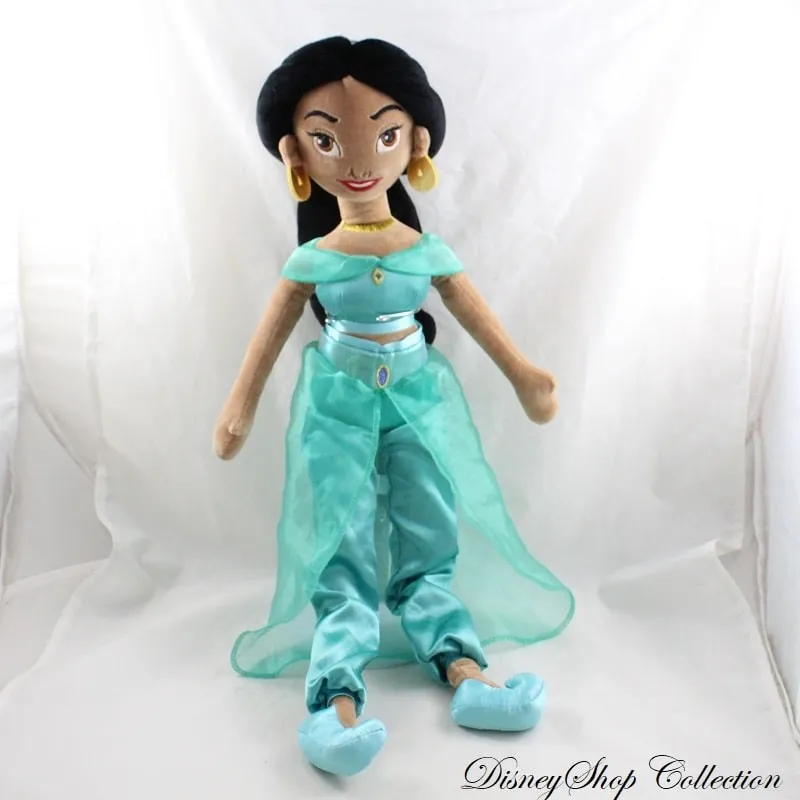 Poupée peluche chantante Jasmine DISNEYLAND PARIS tenue verte 52 cm