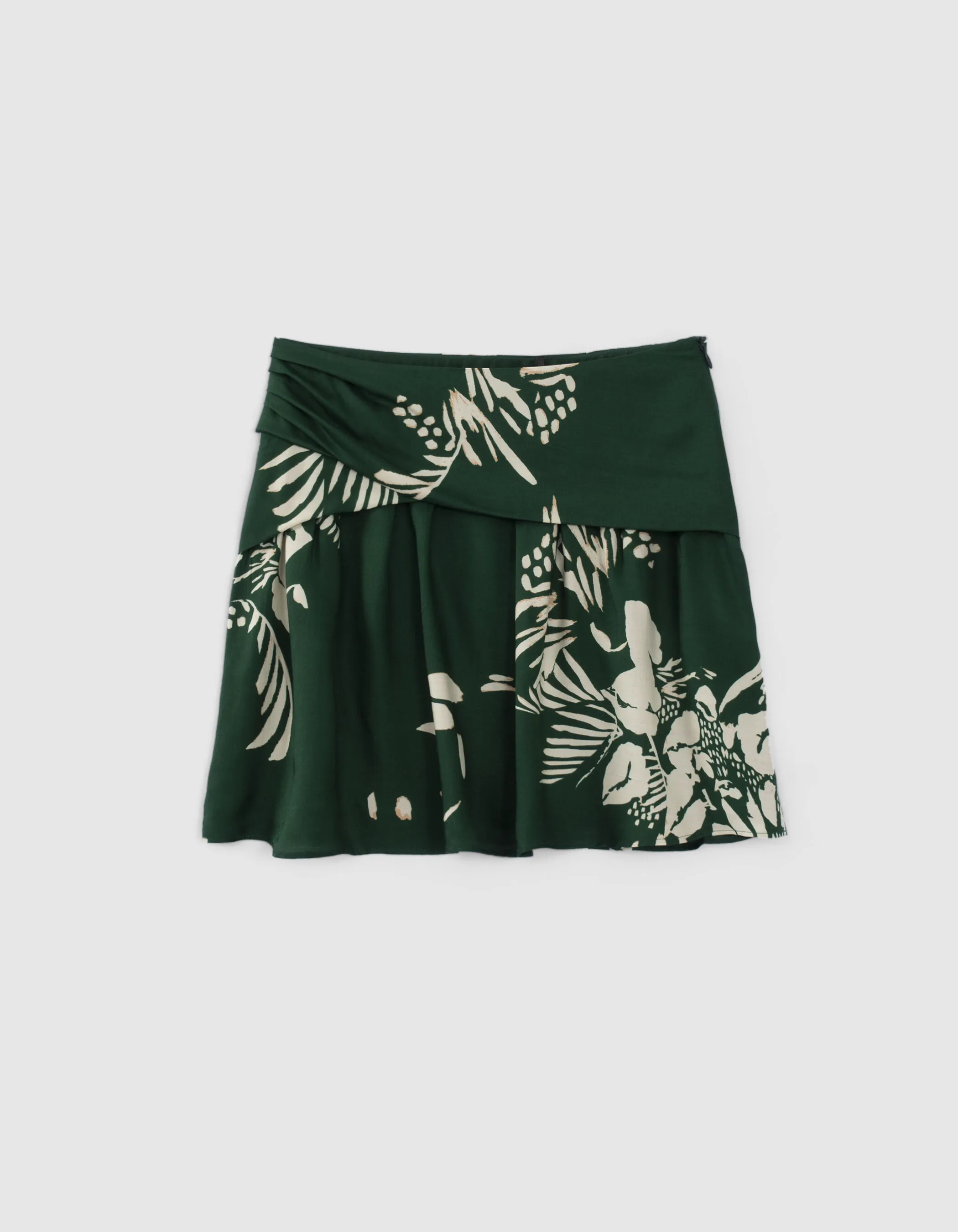 Pure Edition-Jupe courte verte imprimé Jungle Vibe Femme