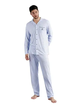 Pyjama pantalon et chemise Stripes And Dots - Bleu