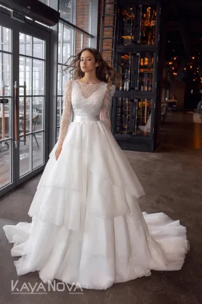 Robe De Mariée Princesse Originale Haut Manches Longues