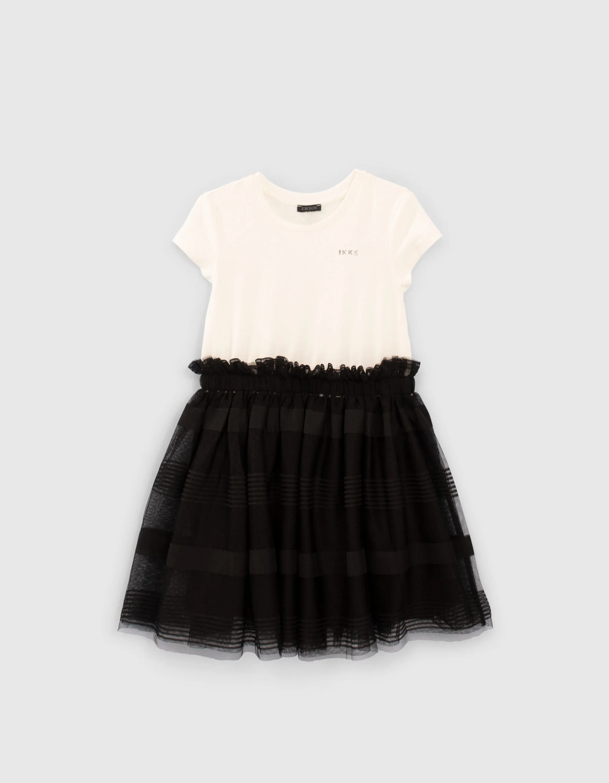 Robe noire bi-matière avec jupon tulle fille