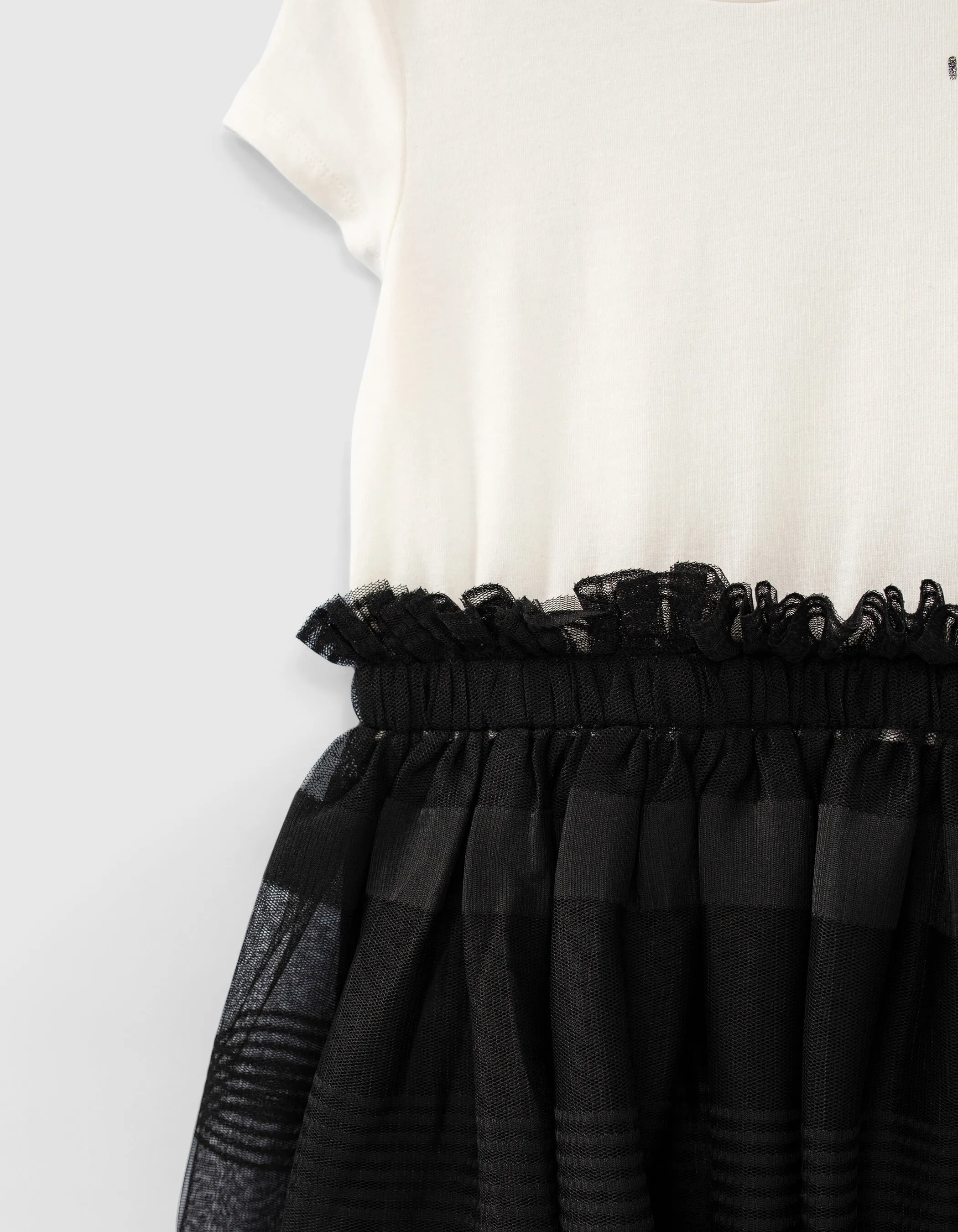 Robe noire bi-matière avec jupon tulle fille