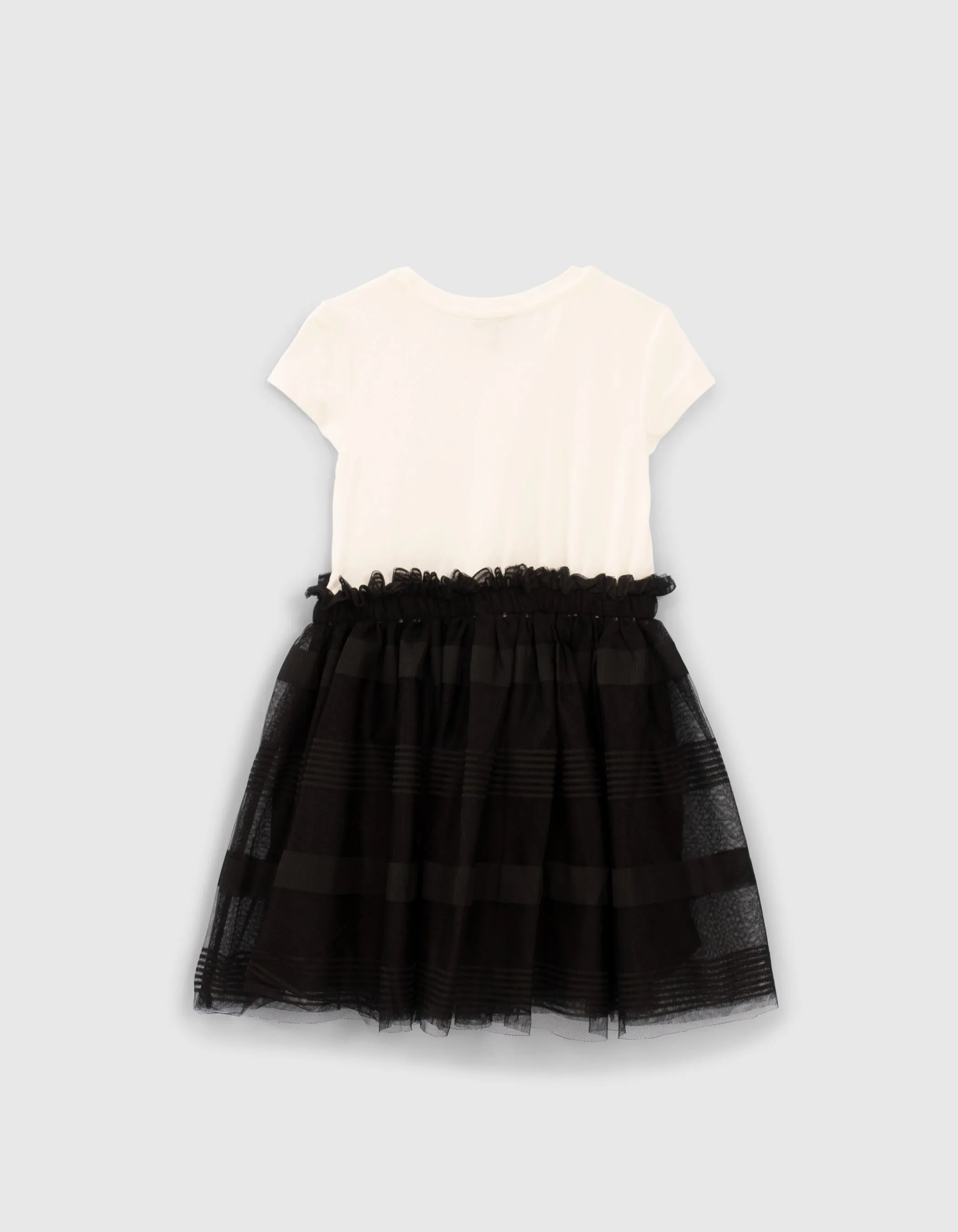 Robe noire bi-matière avec jupon tulle fille