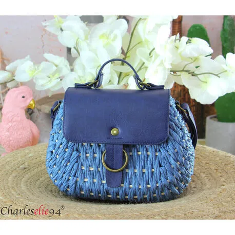 Sac a main ete paille SP50 bleu