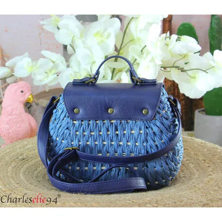 Sac a main ete paille SP50 bleu