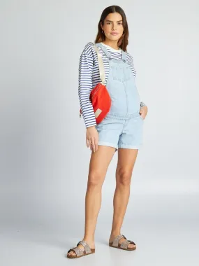 Salopette short grossesse en denim - Triple stone