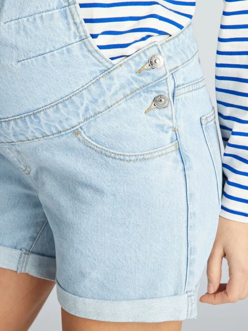 Salopette short grossesse en denim - Triple stone