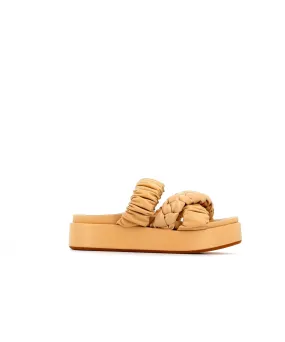 SANDALE DEA CUIR BEIGE TRESSEE