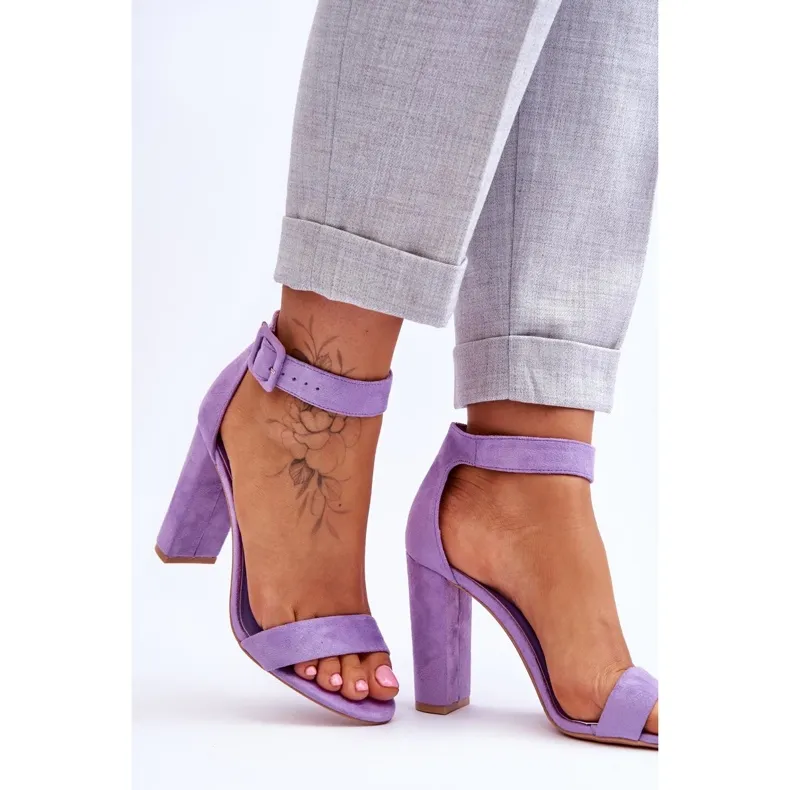 Sandales Talons Hauts Daim Violet Jacqueline