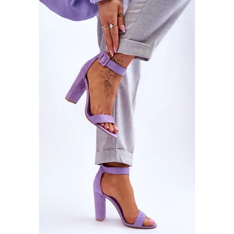 Sandales Talons Hauts Daim Violet Jacqueline