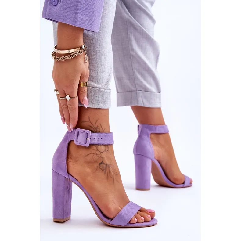 Sandales Talons Hauts Daim Violet Jacqueline