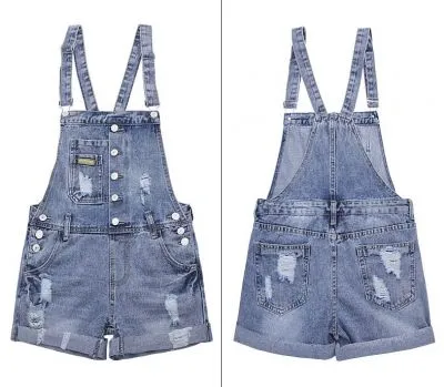 Short Salopette en Jeans pour femme Courte et Montante