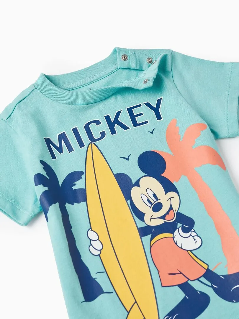 T-shirt + Short en coton pour Bébé Garçon 'Disney - Mickey Mouse'  MICKEY - Bleu clair