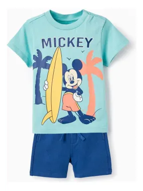 T-shirt + Short en coton pour Bébé Garçon 'Disney - Mickey Mouse'  MICKEY - Bleu clair