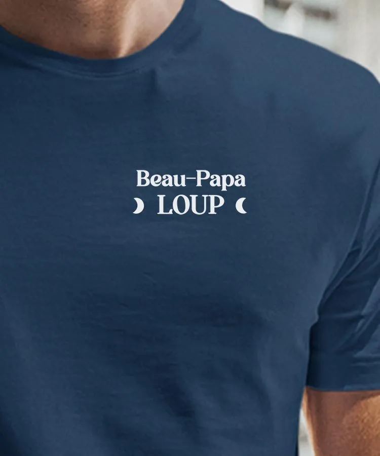 T-Shirt Beau-Papa Loup lune coeur Pour homme