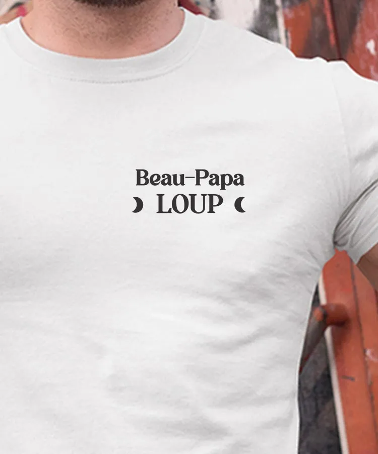 T-Shirt Beau-Papa Loup lune coeur Pour homme