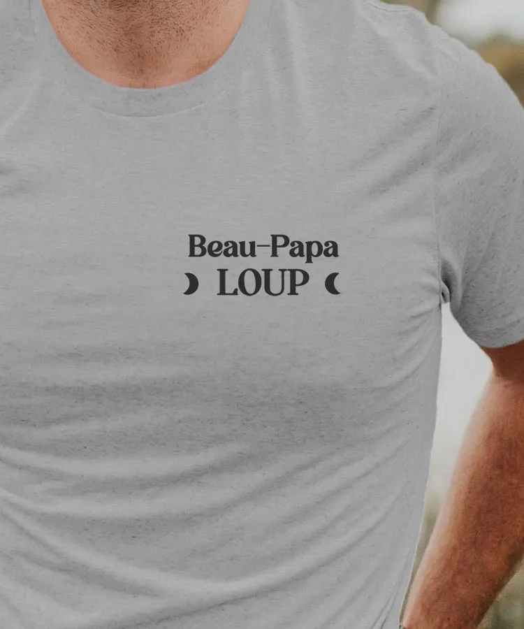 T-Shirt Beau-Papa Loup lune coeur Pour homme