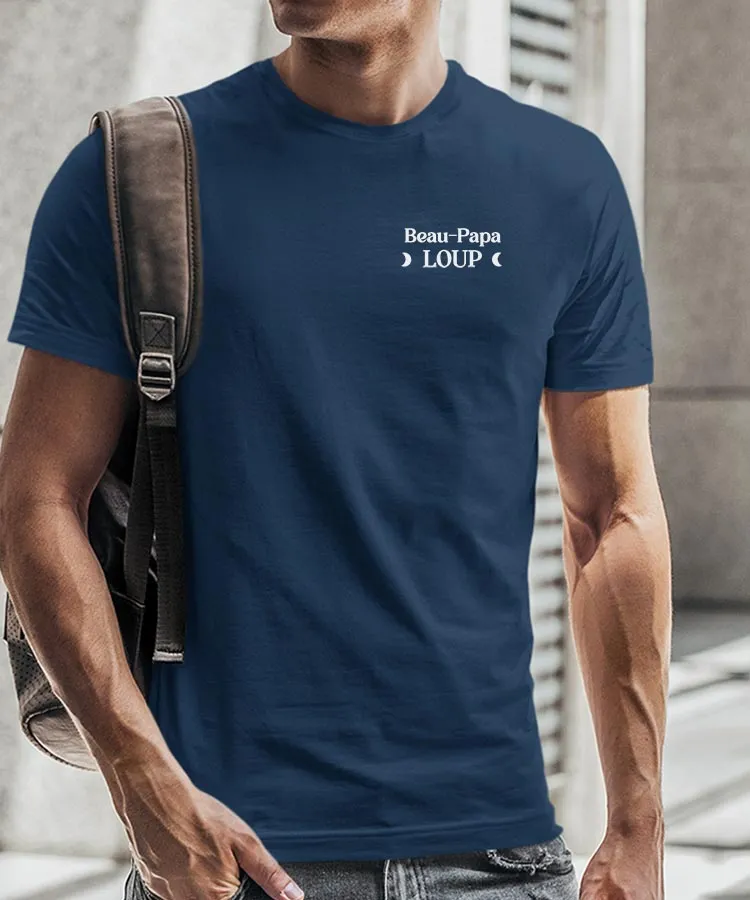 T-Shirt Beau-Papa Loup lune coeur Pour homme