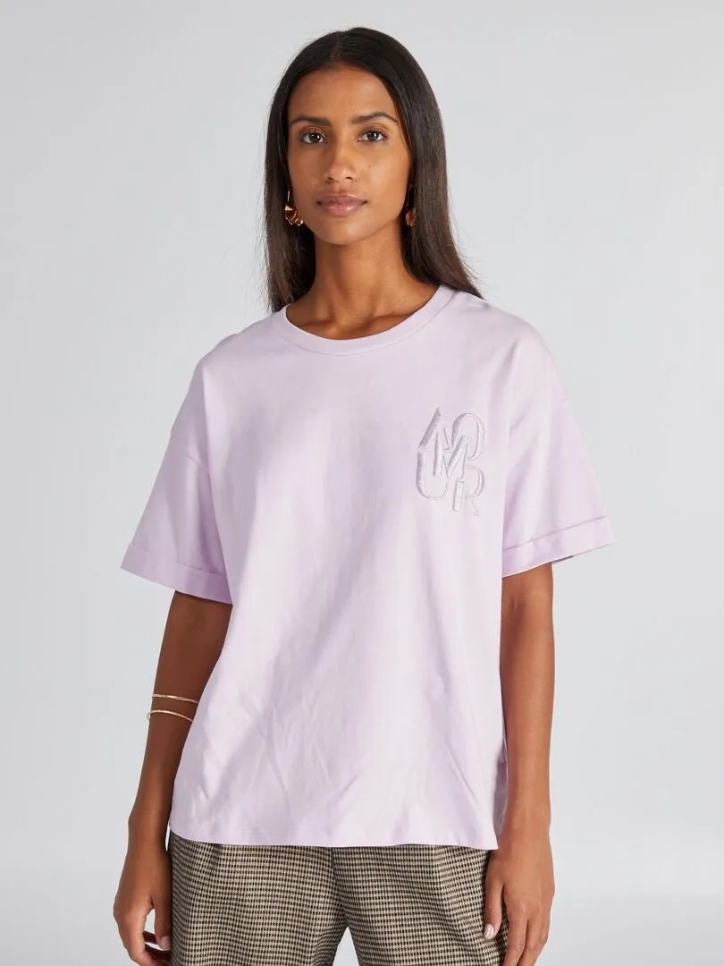 T-shirt en jersey avec broderie - Violet