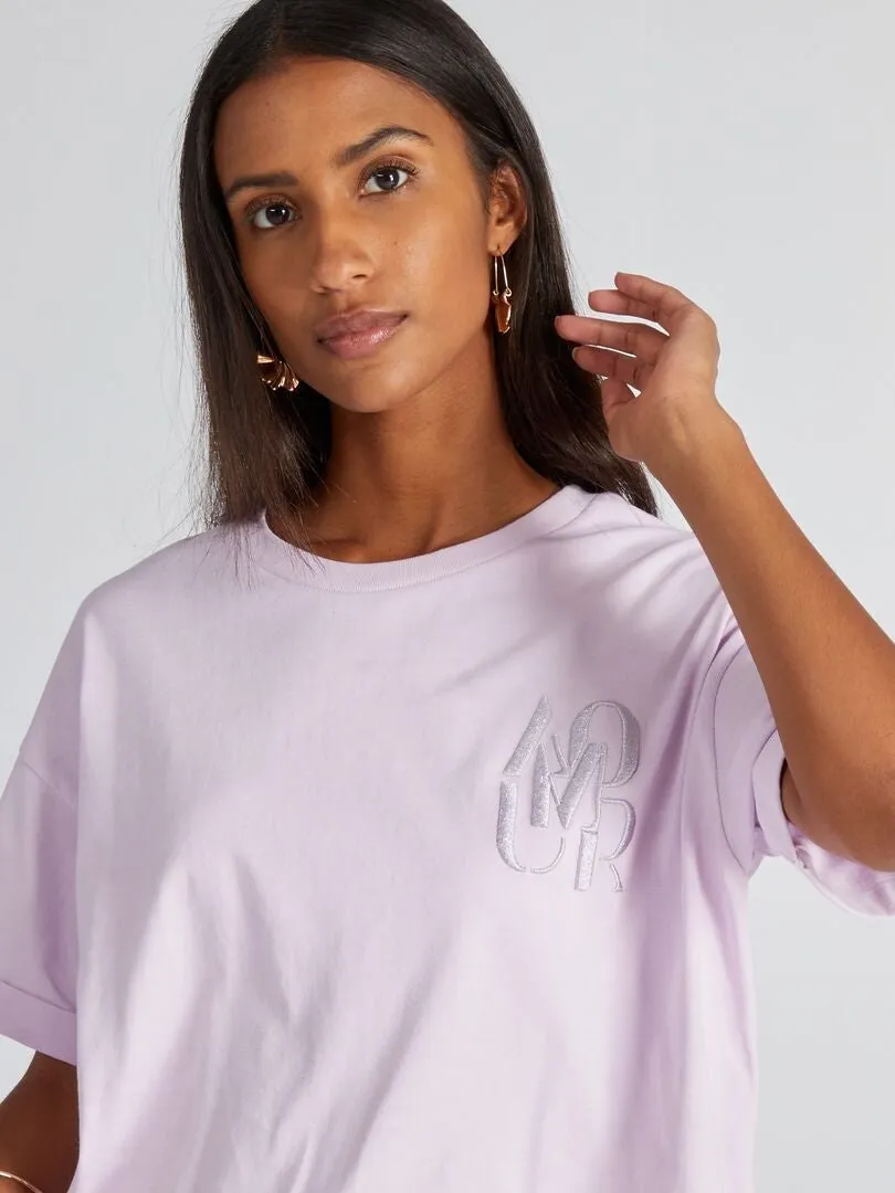 T-shirt en jersey avec broderie - Violet