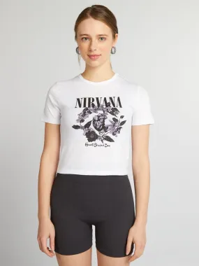 T-shirt 'Nirvana' à col rond - blanc