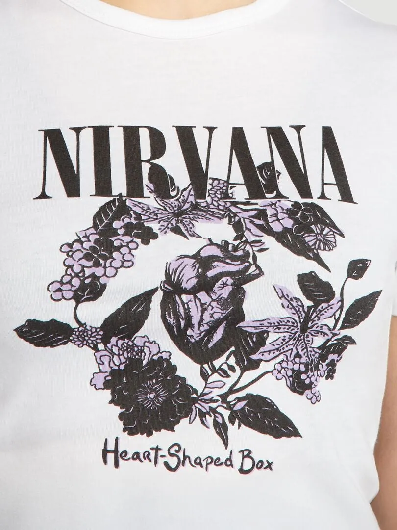 T-shirt 'Nirvana' à col rond - blanc